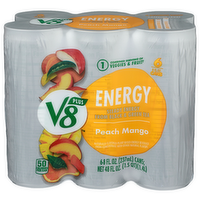 V8 Plus Peach Mango Energy Steady From Black & Green Tea - 8 Fluid Ounce - 6 Count