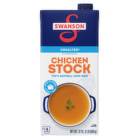 Swanson 100% Natural Unsalted Chicken Stock, Carton - 32 Ounce