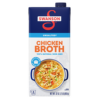 Swanson 100% Natural Unsalted Chicken Broth, Carton - 32 Ounce