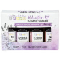 Aura Cacia Chill Pill, Lavender, Patchouli, Sweet Orange Discover Relaxation Kit - 0.25 Fluid Ounce - 4 Count
