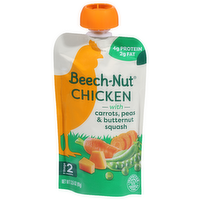 Beech-Nut Chicken Stage 2 Baby Food, Carrots Peas & Butternut Squash, Puree Meat Food Pouch, Pouch - 3.5 Ounce