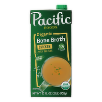 Pacific Foods Salted Chicken Bone Broth Organic With Sea Salt, Carton - 32 Ounce