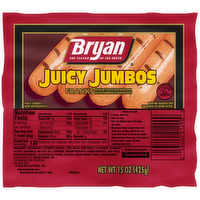 Bryan Juicy Jumbos Hot Dogs - 1.875 Ounce - 8 Count
