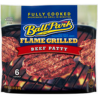 Ball Park Fully-Cooked Flame Grilled Original Beef Patties, Frozen, Resealable Package - 16.2 Ounce