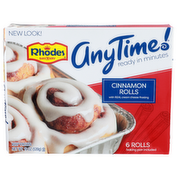 Rhodes Bake N Serv With Real Cream Cheese Frosting Anytime! Cinnamon Rolls - 3.167 Ounce - 6 Count
