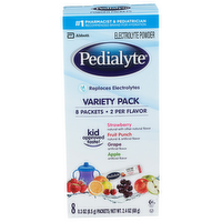 Pedialyte Strawberry Fruit Punch Grape Apple Electrolyte Powder - 0.3 Ounce - 8 Count