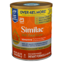 Abbott Infant Formula With Iron, 360 Total Care, Sensitive, Milk-Based Powder - 30.2 Ounce