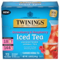 TWININGS OF LONDON Strawberry & Raspberry Tea Bag Iced Herbal - 0.071 Ounce - 72 Count