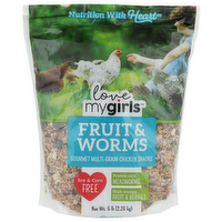 Love My Girls Fruit & Worms Gourmet Multi-Grain Chicken Snacks - 5 Pound