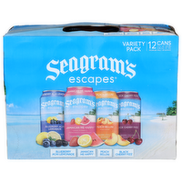 Seagram's Escapes Blueberry Acai Lemonade Jamaican Me Happy Peach Bellini Black Cherry Fizz Variety Pack Premium Malt Beverage - 12 Fluid Ounce