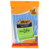 Bic Round Stic Blue Ink Ballpoint - 10 Count