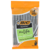 Bic Round Stic Black Ink Ball Pens - 10 Count