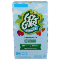 Yoplait Simply Go-Gurt Strawberry/Mixed Berry Yogurt - 0.125 Pound - 16 Count