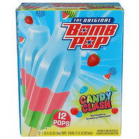 BOMB POP Blue Raspberry, Strawberry & Watermelon Candy Clash Ice Pops - 1.75 Fluid Ounce - 12 Count