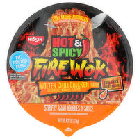 Nissin Hot & Spicy Molten Chili Chicken Fire Wok Stir Fry Asian Noodles In Sauce - 4.37 Ounce