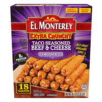 El Monterey Extra Crunchy Taco Seasoned Beef & Cheese Taquitos , Frozen - 1.218 Ounce - 17 Count