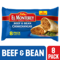 El Monterey Beef & Bean Chimichangas , Family Size Frozen - 3.8 Ounce - 8 Count
