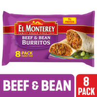 El Monterey Beef & Bean Burritos , Family Size Frozen - 4 Ounce - 8 Count