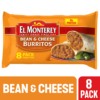 El Monterey Bean And Cheese Burritos , Family Size Frozen - 4 Ounce - 8 Count