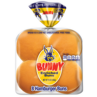 Bunny Bread Enriched Sliced White Hamburger Buns - 8 Count