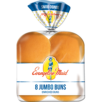 Evangeline Maid Jumbo White Hamburger Buns, Enriched Sliced - 8 Count