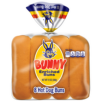 Bunny Bread Enriched Sliced White Hot Dog Buns - 8 Count