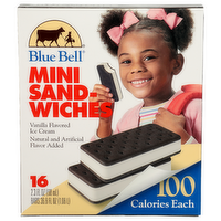 Blue Bell Vanilla Flavored Mini Sandwiches Ice Cream - 2.3 Fluid Ounce - 16 Count