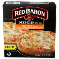 Red Baron Mozzarella, Cheddar, Provolone And Parmesan Cheeses Deep Dish Singles Pizza Four Cheese - 5.6 Ounce - 2 Count