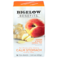 Bigelow Benefits Ginger & Peach Herbal Tea - 0.08 Ounce - 18 Count