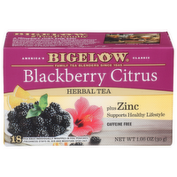 Bigelow Blackberry Citrus Herbal Tea Bags Plus Zinc, Caffeine Free - 0.059 Ounce - 18 Count