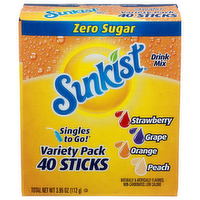 Sunkist Strawberry Grape Orange Peach Drink Mix - 0.099 Ounce - 40 Count