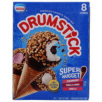 Drumstick Dairy Dessert Bars, Strawberry, Vanilla Fudge - 4.6 Fluid Ounce - 8 Count