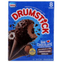 Drumstick Frozen Dairy Dessert Cones, We Love Chocolate, Cookie Dipped - 4.6 Fluid Ounce - 8 Count