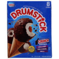 Drumstick Crunch Dipped Vanilla, Caramel And Fudge Cones - 4.6 Fluid Ounce - 8 Count