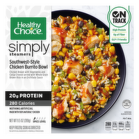 Healthy Choice Simply Steamers, Southwest-Style Chicken Burrito Bowl, Frozen Meal - 9.5 Ounce