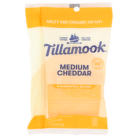 TILLAMOOK COUNTY CREAMERY ASSOCIATION Medium Cheddar Slice Shingle Slices Sliced - 0.889 Ounce - 9 Count
