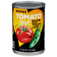 Red Gold Tomato Love Original Diced Tomatoes + Green Chilies - 10 Ounce