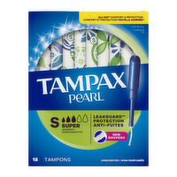 Tampax Pearl Tampons, With Leakguard Braid, Super Absorbency, Unscented - 18 Count