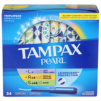 Tampax Tampons, Unscented, Triple Pack - 34 Each