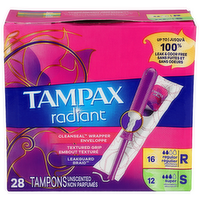 Tampax Tampons, Regular Absorbency/Super Absorbency, Unscented - 28 Each