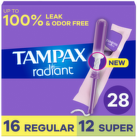 Tampax Radiant Unscented Tampons - 28 Count