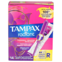 Tampax Radiant Unscented Regular Tampons - 14 Count