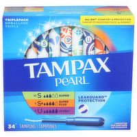Tampax Tampons, Super/Super Plus/Ultra, Unscented, Triplepack - 34 Each