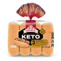 Oroweat Keto Bread, , White Hot Dog Buns, Bag - 12 Ounce