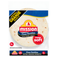 Mission Super Soft Flour Tortillas, Xl Burrito Size - 8 Ounce