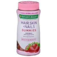 Nature's Bounty Strawberry Flavor Hair, Skin & Nails Gummies - 80 Count