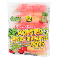 Budget Saver Cherry-Pineapple Slushed Monster Pops - 3 Fluid Ounce - 12 Count