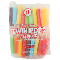 Budget Saver Orange • Cherry • Grape • • Banana • Blue Raspberry • Lime Assorted Twin Pops - 2.35 Fluid Ounce - 18 Count