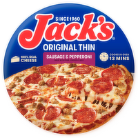 Jack's Original Thin Crust Sausage And Pepperoni Pizza, Meat Frozen - 15 Ounce