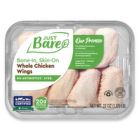 Just Bare Brand Whole Chicken Wings - 1.38 Pound